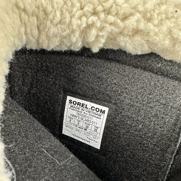 Sorel Womens Winter Carnival Boots Size 8 Black Waterproof Faux Fur Canvas - Picture 11 of 15